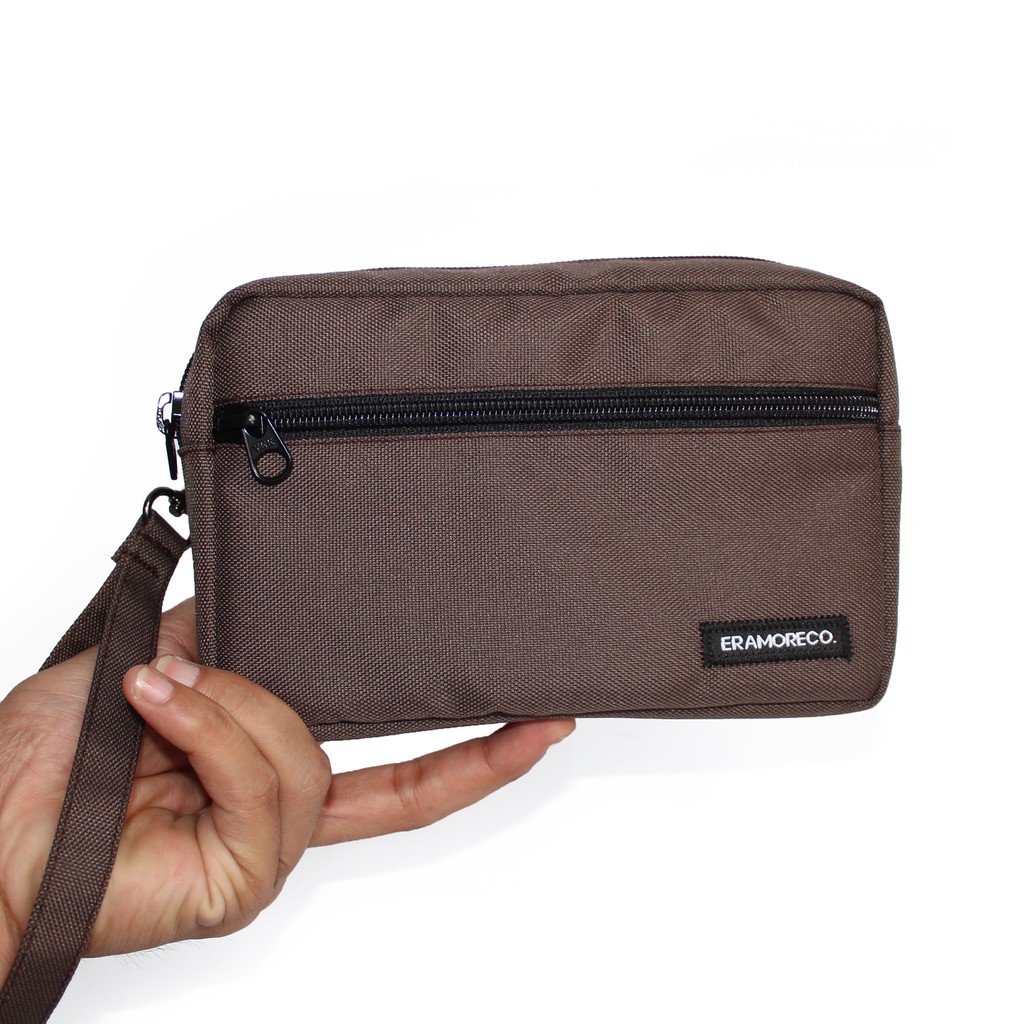 clutch pria unisex hand bag mini - coklat EMHB91