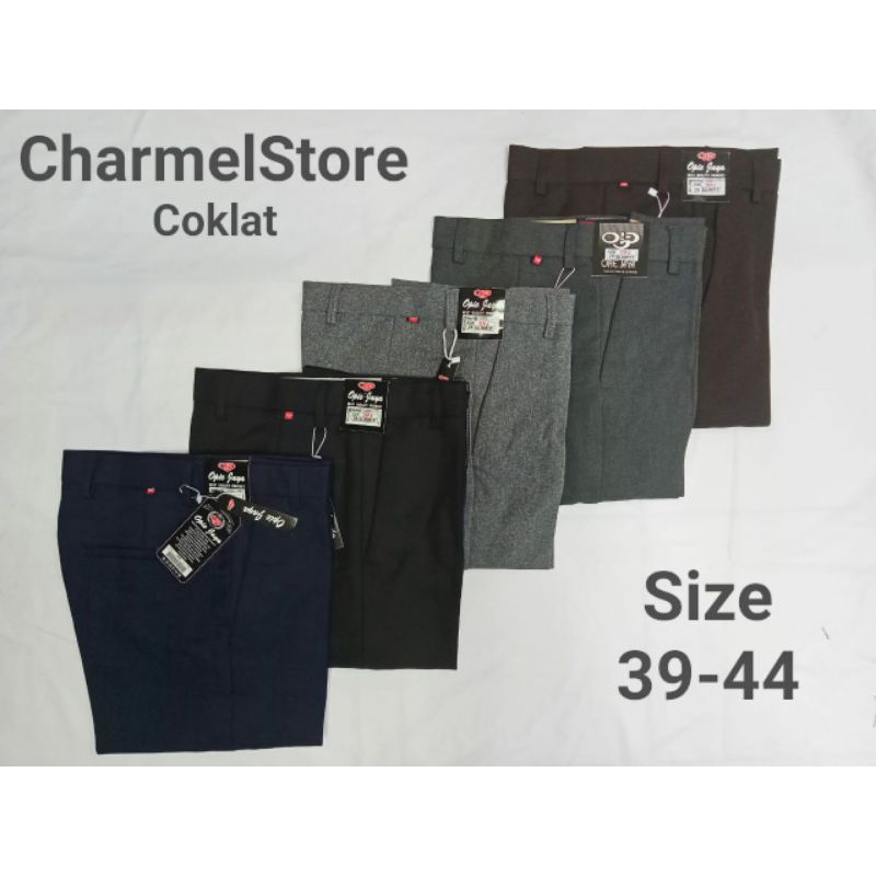 PROMO | Celana Kerja Bahan Formal Pria Slim Fit | Jumbo | Panjang | Kantor | Coklat