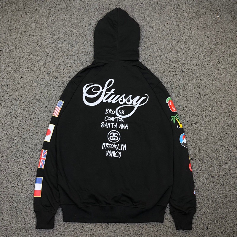 HOODIE STUSSY INTERNATIONAL WORLD TOUR FLAG PRINTED SWEATSHIRT