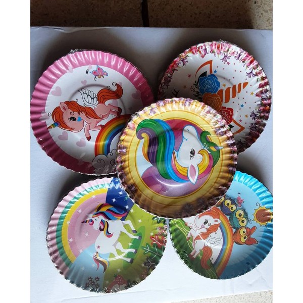 10pcs Piring Tart Unicorn - Piring Kertas - Piring Kue tart Motif