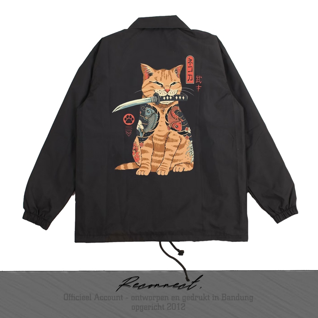 Reconnect Coach Jacket Japanese Catana - Samurai Cat Japan - Unisex