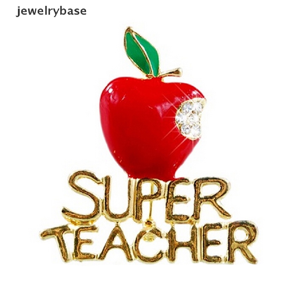 Bros Pin Desain Super Teacher Aksen Kristal Warna Merah Untuk Unisex