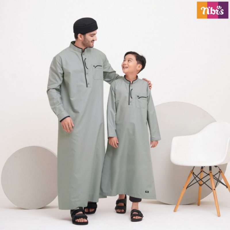 Couple Koko Ayah dan Koko Anak Lengan Panjang Nibras NGI 06 Saku depan kancing depan lengan manset d