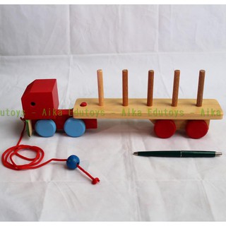  Mainan  Truk Bongkar Pasang Geometri Kayu Wooden Blok 