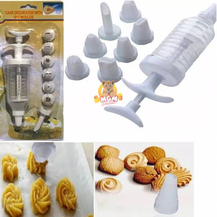 Baking cake decorator 8in1 Cetakan butter Cream alat penghias kue