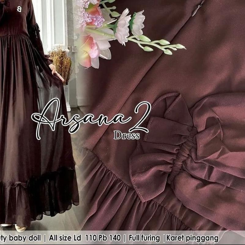 ❉ Arsana Dress/ gamis ceruty / gamis ceruty babydoll / gamis ceruty polos / gamis ceruty jumbo / dre