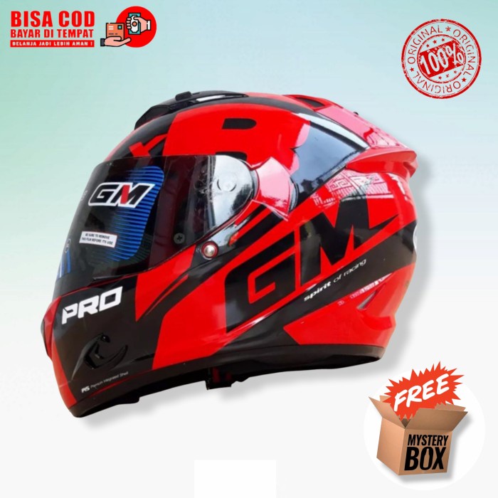 [COD] Helm GM Full face Red Black Original - Helm full face Original