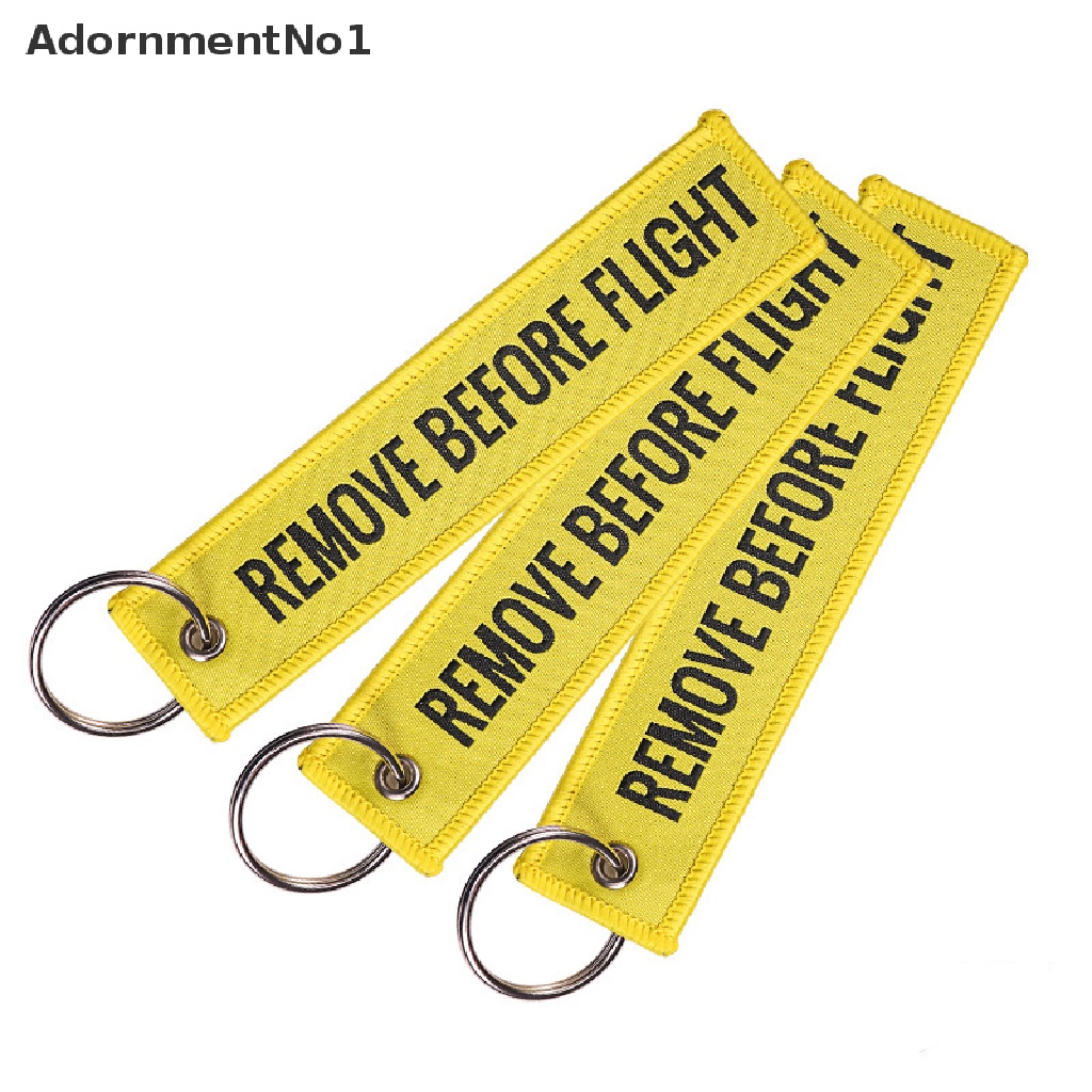 (AdornmentNo1) Gantungan Kunci Motif Tulisan Remove Before Flight Bahan Polyester Ukuran 13x3cm