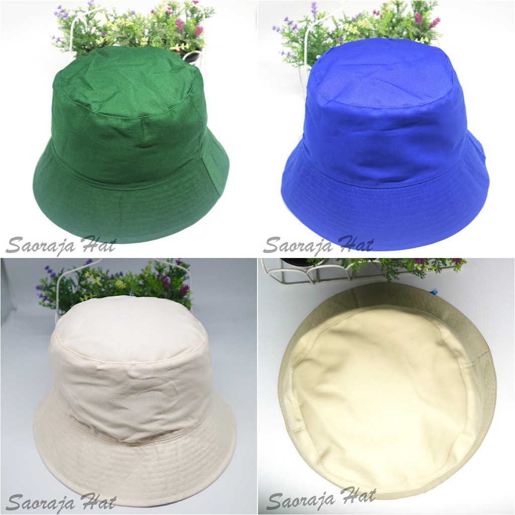 TOPI BUCKET POLOS DEWASA BAHAN AMERICAN DRILL BANYAK WARNA