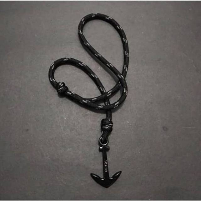 BISA COD Gelang Tali Paracord Hitam + Jangkar Hitam Gelang Pria Gelang Cowok