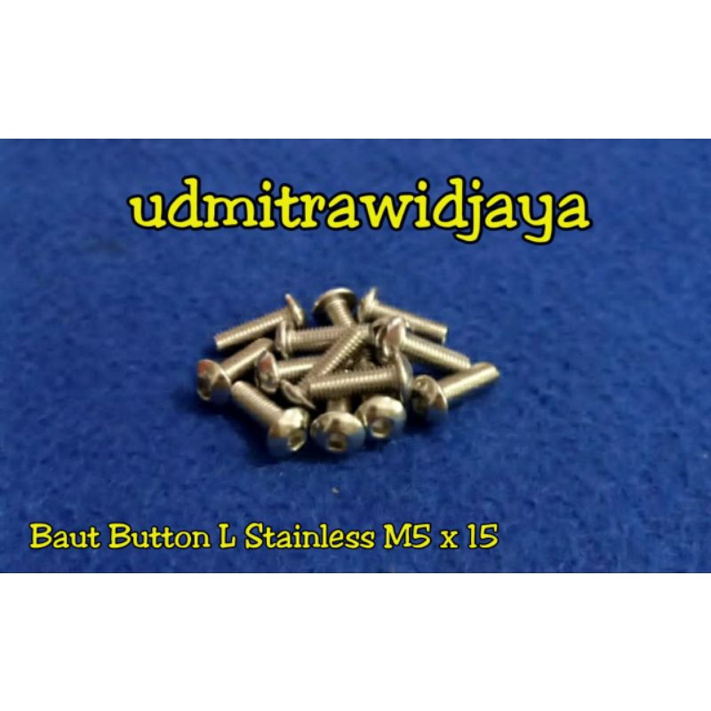 baut button L M5x15 SUS stainless steel baut master rem CB TIGER / baut L kepala payung / baut model payung L baut kepala payung 5x15 kunci L 4mm 3mm setara baut 8an / 8mm