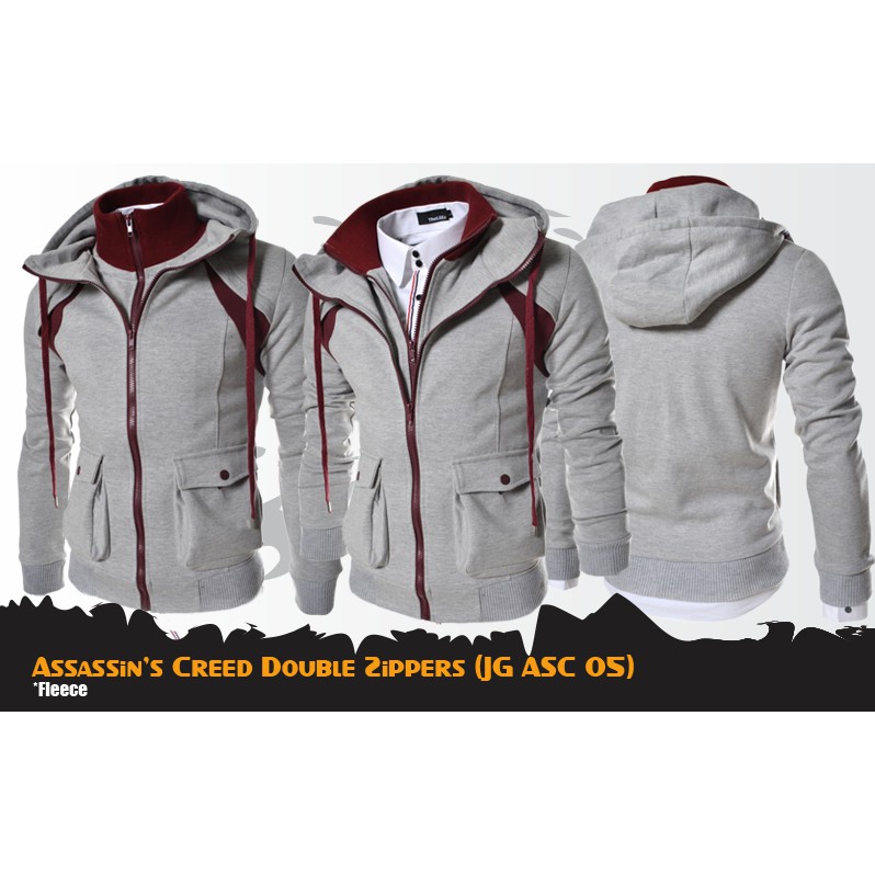 Jaket Anime Game Assassin's Creed Double Zippers Jacket Hoodie (JG ASC 05)