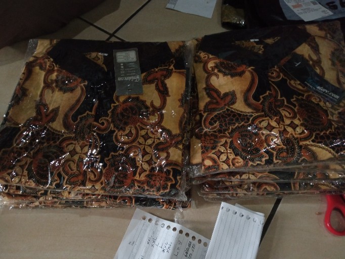 Trolistore Grosir Batik Tunik Wanita Busana Muslim Lengan Panjang Busui Coklat Motif Sodasi