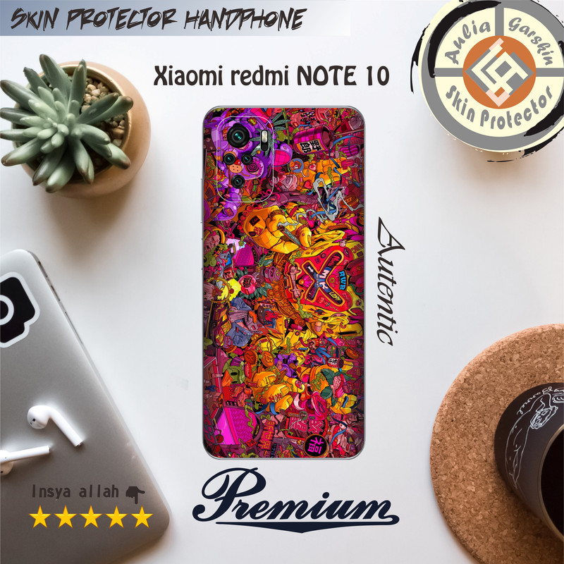 Garskin HP Xiaomi Redmi NOTE 10 motif doodle - Free Custom Motif