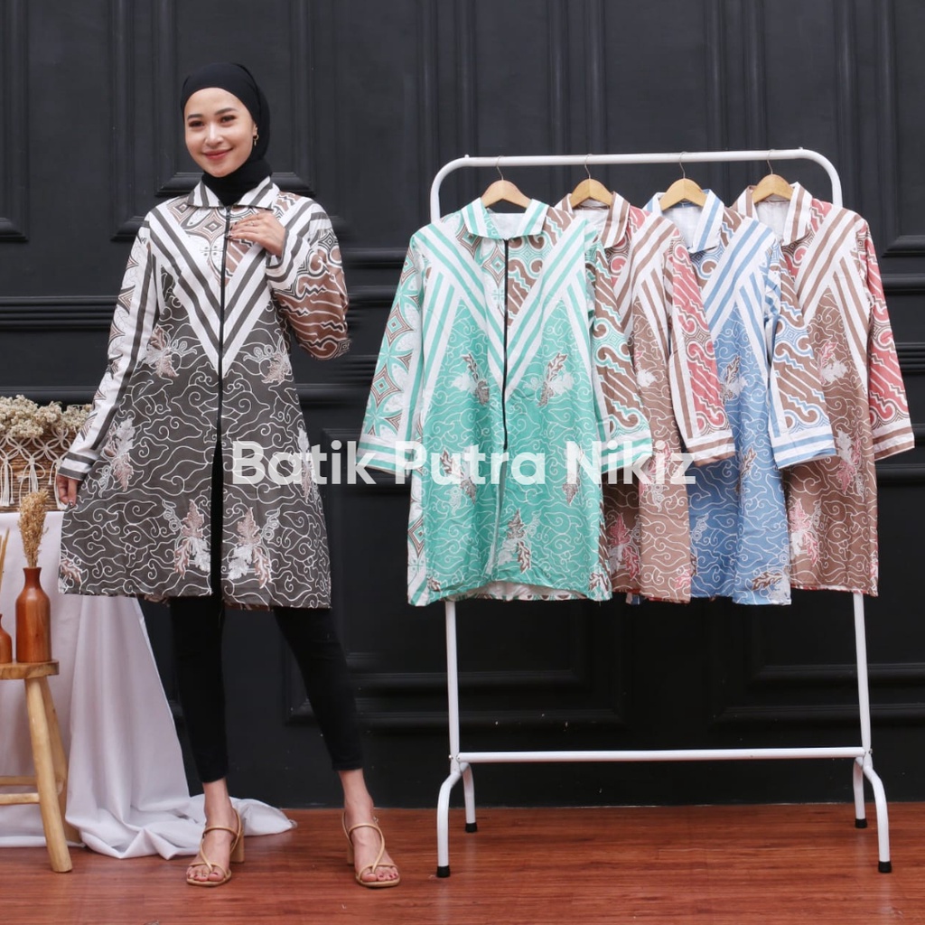 Tunik Batik Setelan Atasan Yukensi Panjang Wanita Katun Modern (COD)