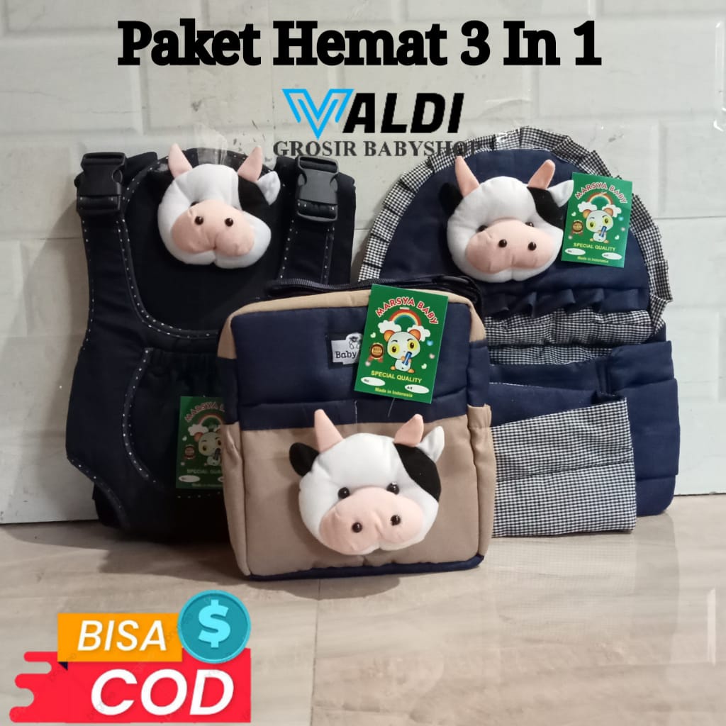 Paket Hemat ( 3 in 1 ) Tas Bayi Sapi Gendongan Bayi Sapi Gendongan Ransel Bayi