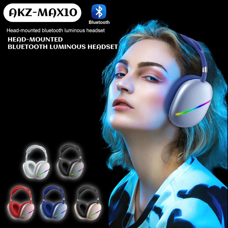 Headset Bluetooth AKZ MAX 10 With RGB Light Support AUX, FM, TF Ergonomic Design