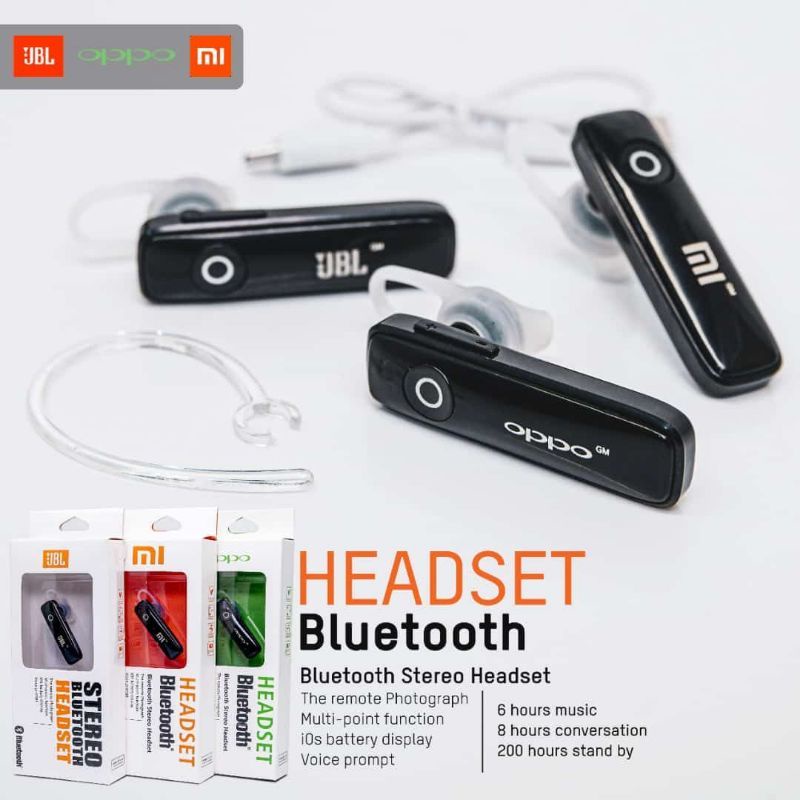 HF Headset [ HEADSET BLUETOOTH BRAND SINGLE ] Plus Sambungan Kualitas Bagus