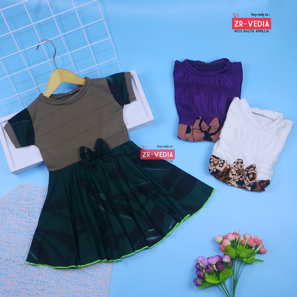 Dress Pita uk 1-2 Tahun / Dres Lengan Anak Perempuan Harian Baju Gaun Pesta Kids Adem Murah