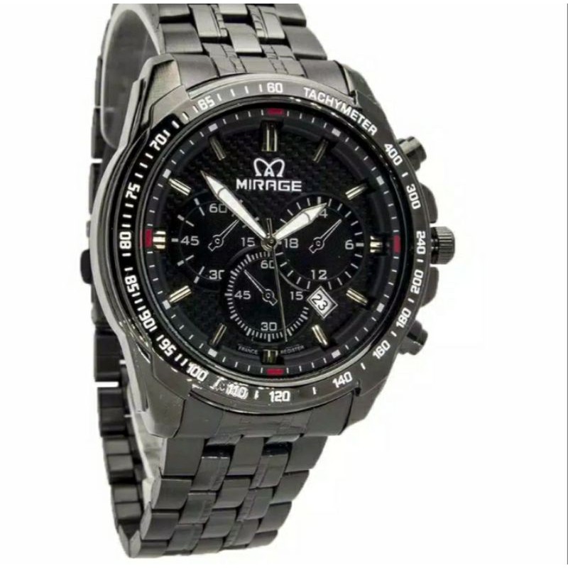 jam tangan pria;MIRAGE M8535BRP-Lhitam full~ORIGINAL WATER RESISTANT~TGL~STAINLEES