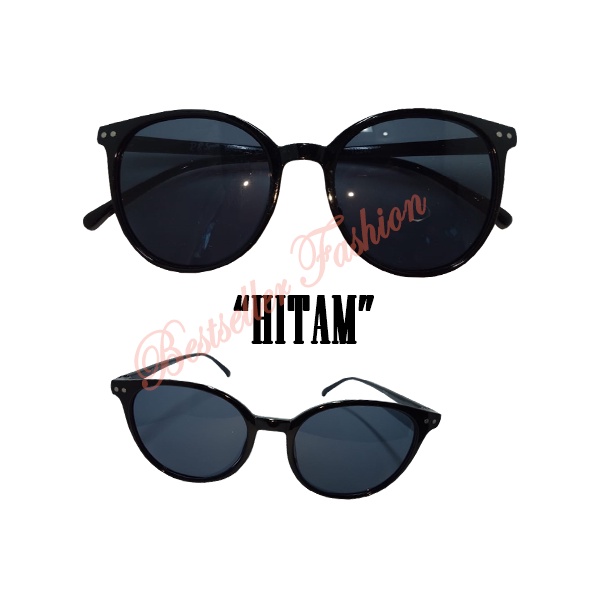 Kacamata Hitam Wanita / Pria Model Korea Retro Frame Bulat Oval Fashion Sunglasses Antiradiasi Fashion NOCASE