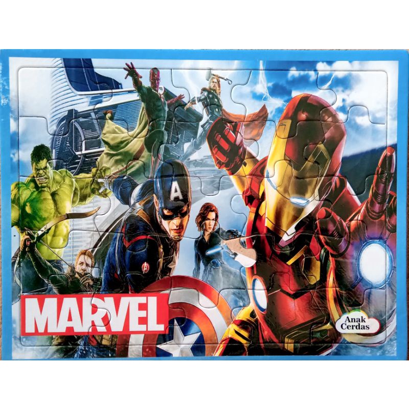 3 Gambar Puzzle Avengers IronMan Captain America Hulk Spiderman