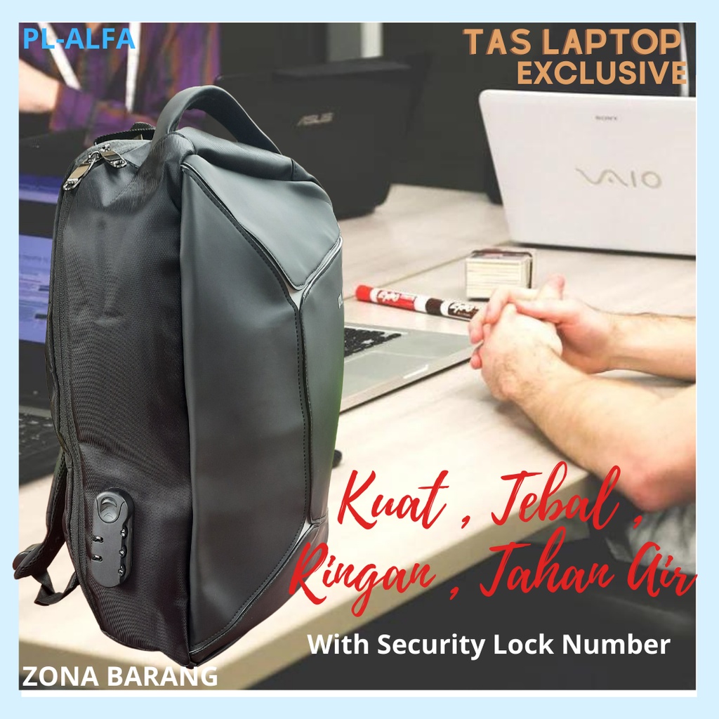 ORIGINAL PL-ALFA Bag Tas Laptop Ransel Anti Theft import Eksklusif Backpack dengan USB Charging