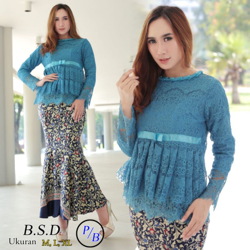 Setelan Kebaya Brukat Peplum BSD Rok Mermaid