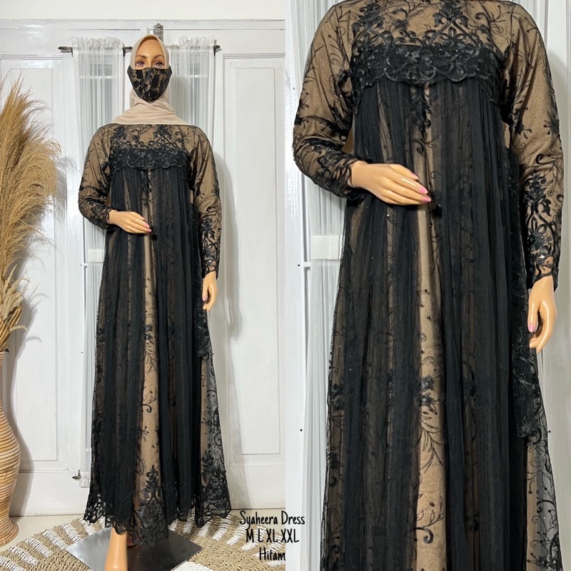 (COD)Gamis Tille Syaheera Dress Original / Dress Brokat Kondangan / Gamis Pesta / Gamis Premium / Ga