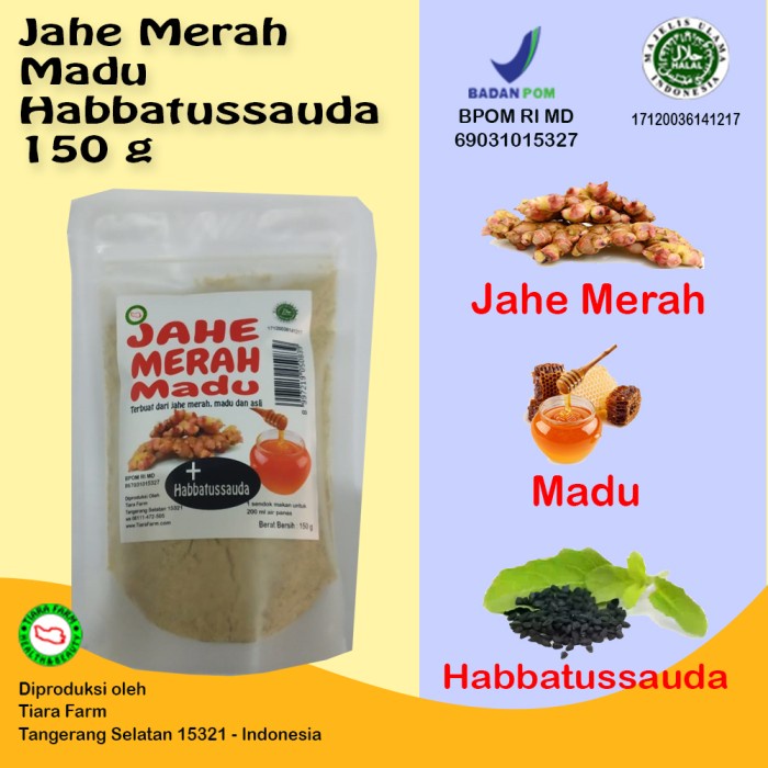 

Jahe Merah Madu Habbatussauda (Jinten Hitam) 150 g - Tiara Farm (BERKUALITAS)