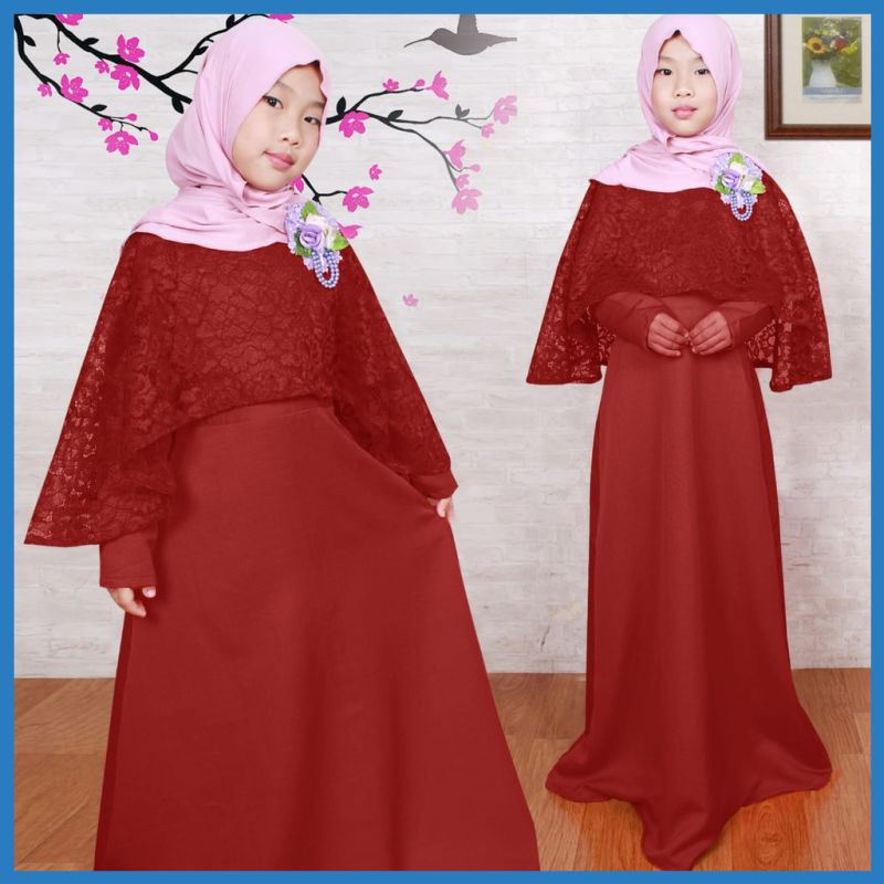 Dress Muslim Maxi Import 64f MAXI DRESS CAPE BRUKAT ANAK TIARA