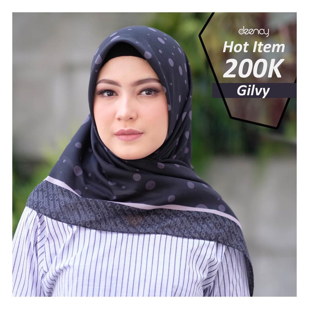 Kerudung Deenay Gilvy Ori / Jilbab Segi Empat Voal Motif Hijab Printing Ultrafine promo lama