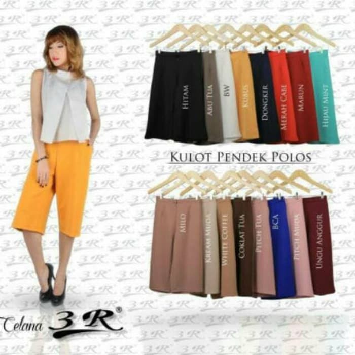 Celana Kulot Pendek 7/8 Bahan Jersey allsize dan jumbo