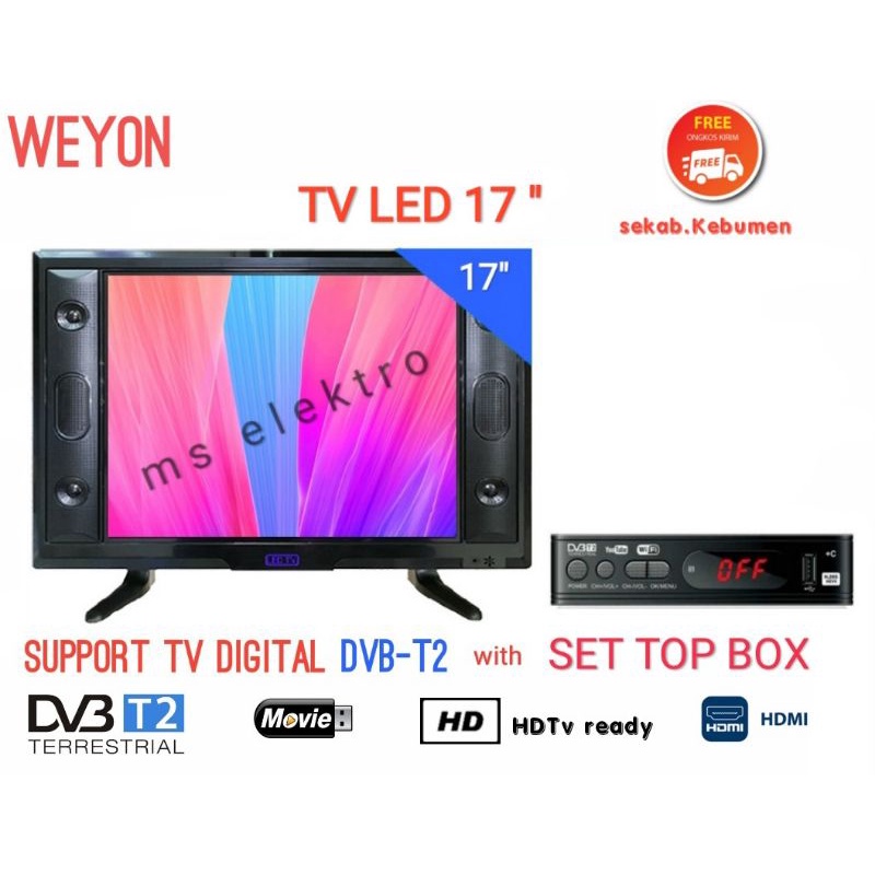 TV LED 17 inch HD Digital DVBT2 USB movie bisa buat monitor PC