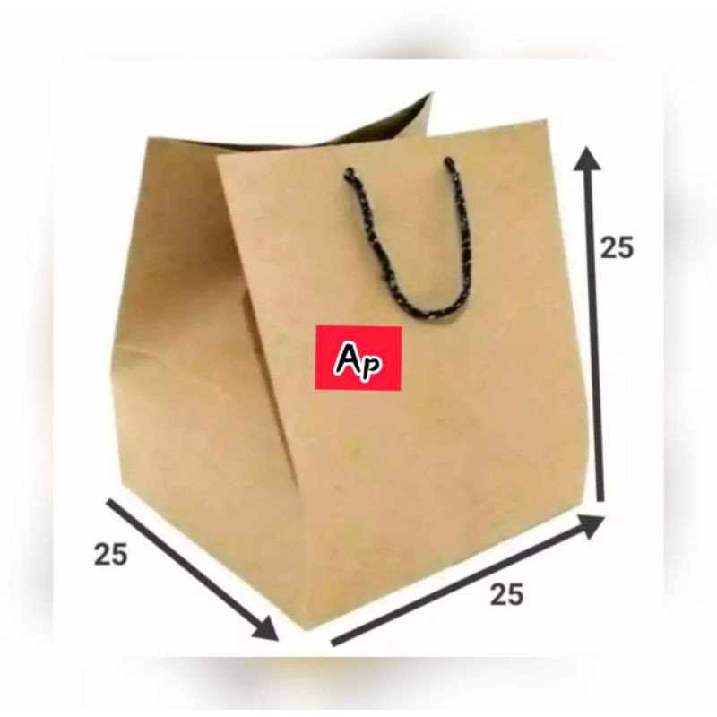 

Paper Bag cocok untuk tempat dus nasi, kotak kue, bento, dll uk : 25 x 25 x 25 cm. [ 150 gsm ].