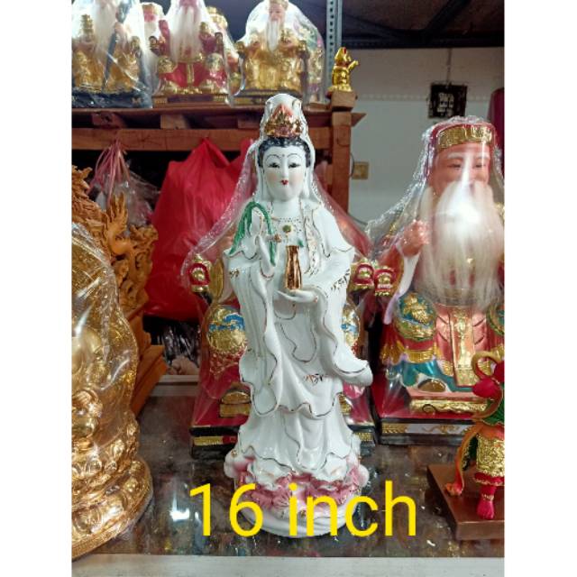 patung dewi kwan im guan yin berdiri 16 inch keramik
