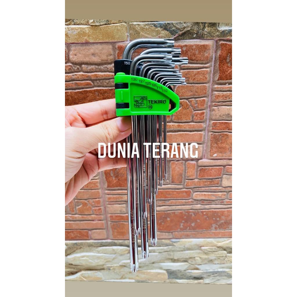 TEKIRO Kunci L Bintang Set 9pcs Panjang TANPA LOBANG Torx Key - HK - TO1205