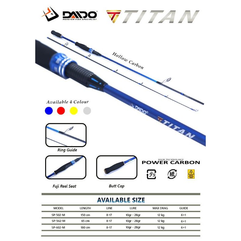 joran pancing karbon murah daido titan 150 165 180