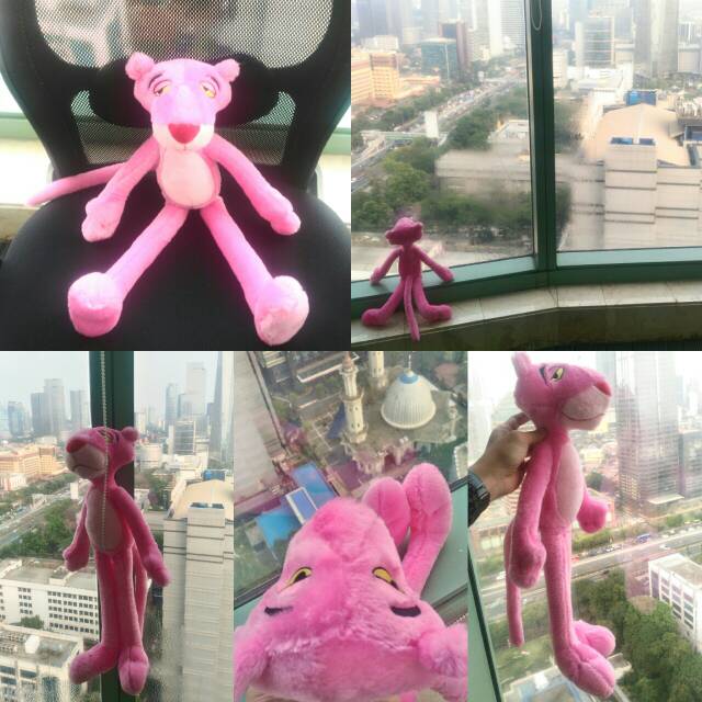 Boneka karakter hewan kucing merah muda / pink tokoh film kartun 