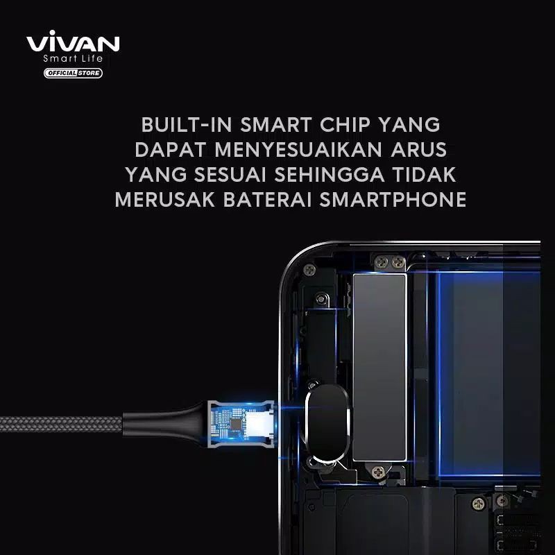 VIVAN VDM SERIES KABEL DATA MICRO USB FAST CHARGING 2.4A GARANSI 1 TAHUN