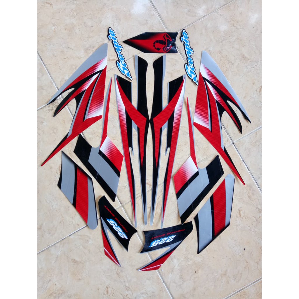 stiker striping yamaha scorpio 2004 merah