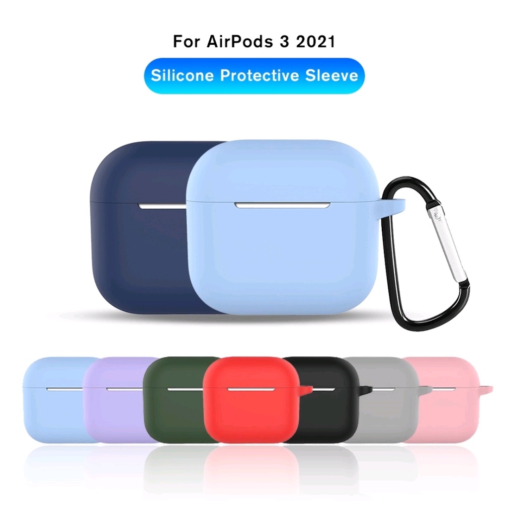 Soft Silicone Apple AIRPODS 3 2021 case cover soft with hook AIRPOD