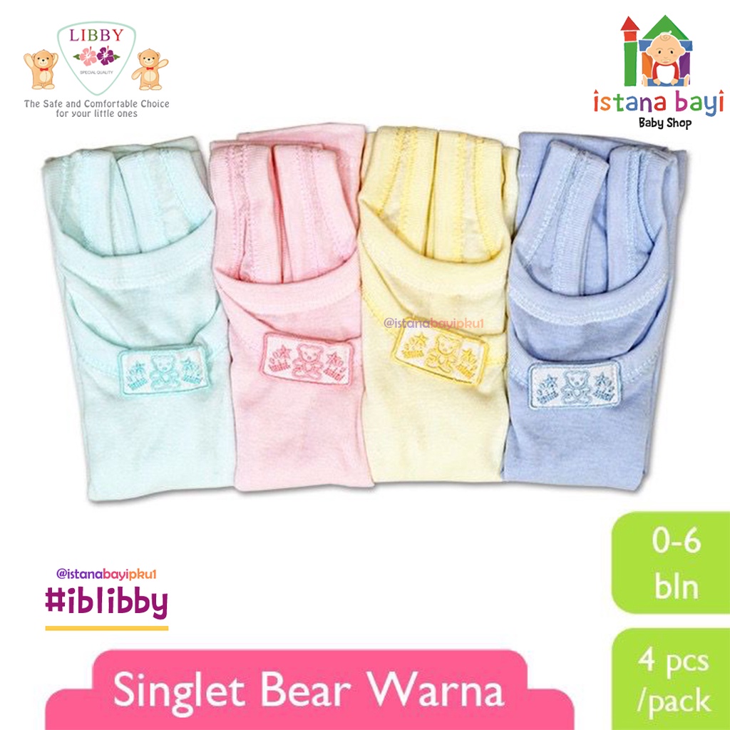 Libby Singlet Bear Warna Nb (0-9 bulan)/singlet bayi/singlet warna