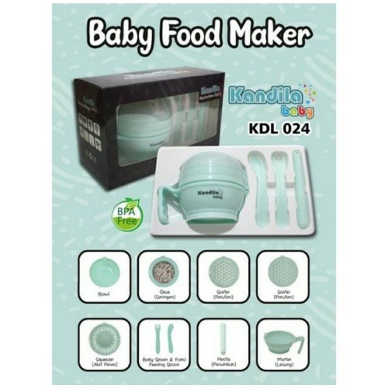 Kandila Baby Food Maker KDL024 Mangkok Penghalus Makanan Mpasi Bayi Set dengan Saringan