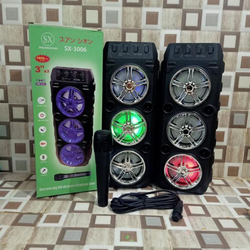 COD SPEAKER BLUETOOTH KARAOKE 3 TINGKAT SALON AKTIF SX-3006 SUPER BASS BONUS MIC - SPEAKER TERBARU SX-3006//SALON AKTIF X-BASS//SPEAKER KARAOKE//SPEAKER WIRELESS