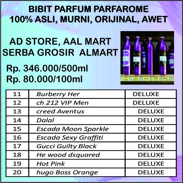 bibit biang parfum murni parfarome asli murni 50ml burberry her ch 212 vip men creed aventus dalal e