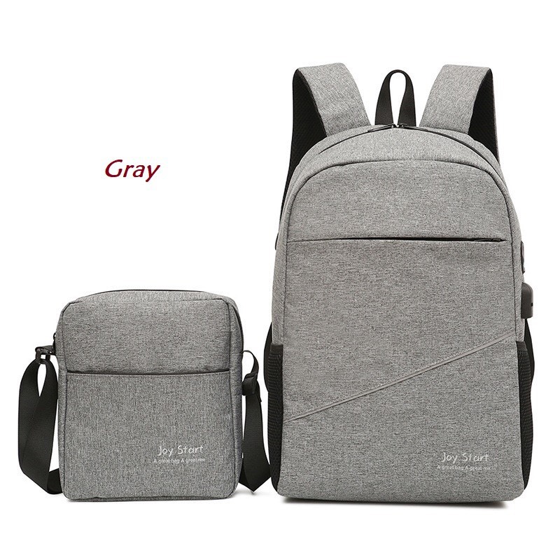 2 in 1 Backpack Laptop USB Port + Tas Selempang Joy Start - BL004