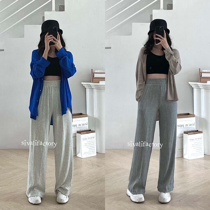 SIVALI Kai Knit Pants - Celana Kulot Knit Tebal - Celana Wanita