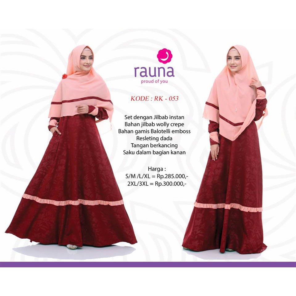 DRESS MUSLIM WANITA / GAMIS RAUNA RK - 53 / FASHION MUSLIM