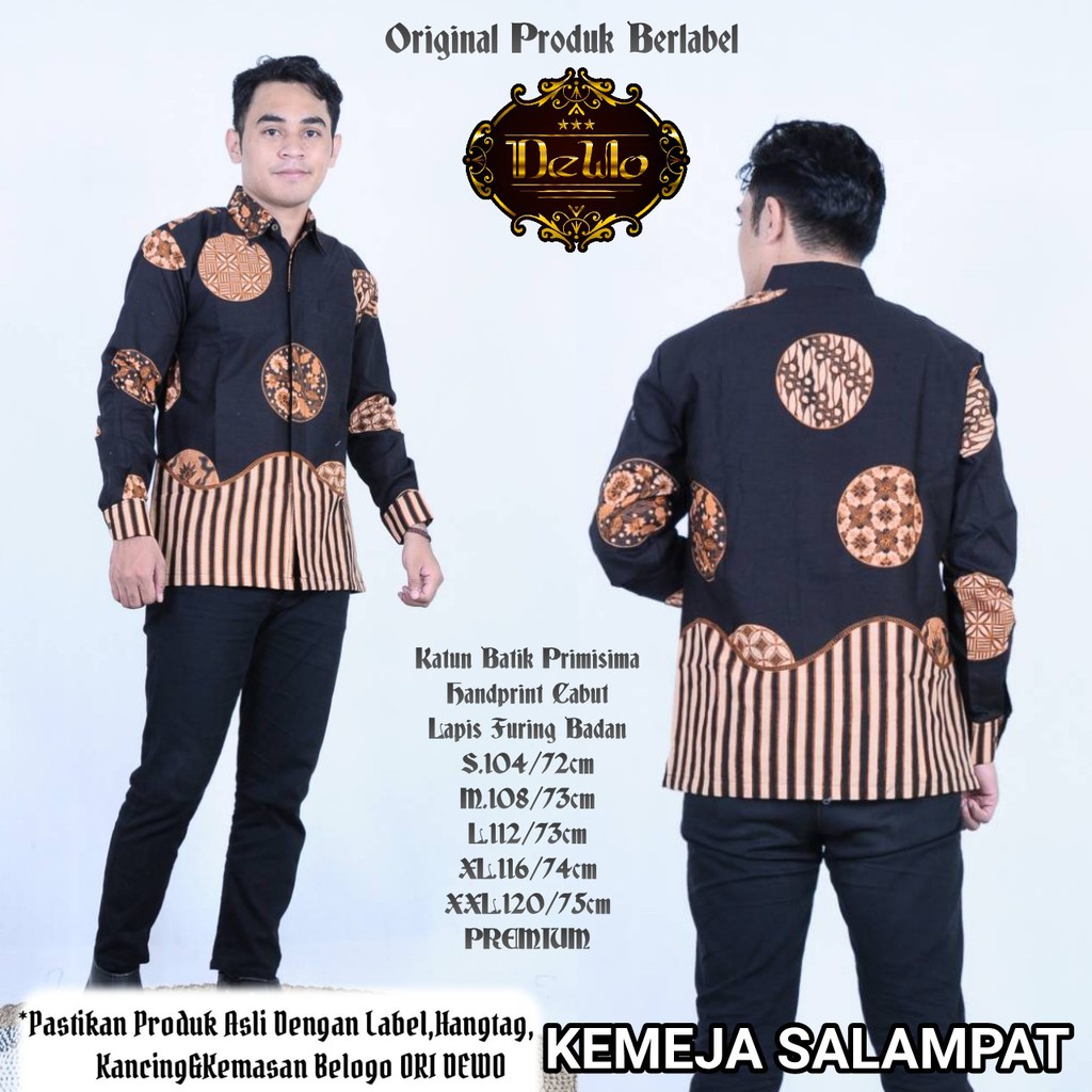 SALAMPAT Kemeja Batik Pria Lengan Panjang Katun Halus FULL FURING Batik Dewo